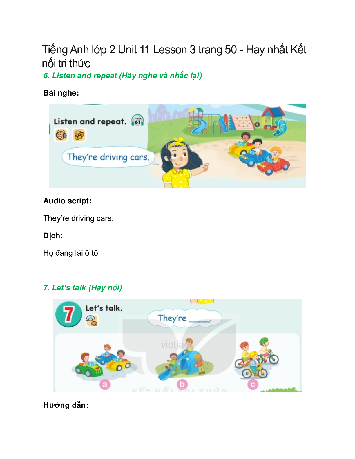 Tiếng Anh lớp 2 Unit 11 Lesson 3 trang 50 – Kết nối tri thức (trang 1)