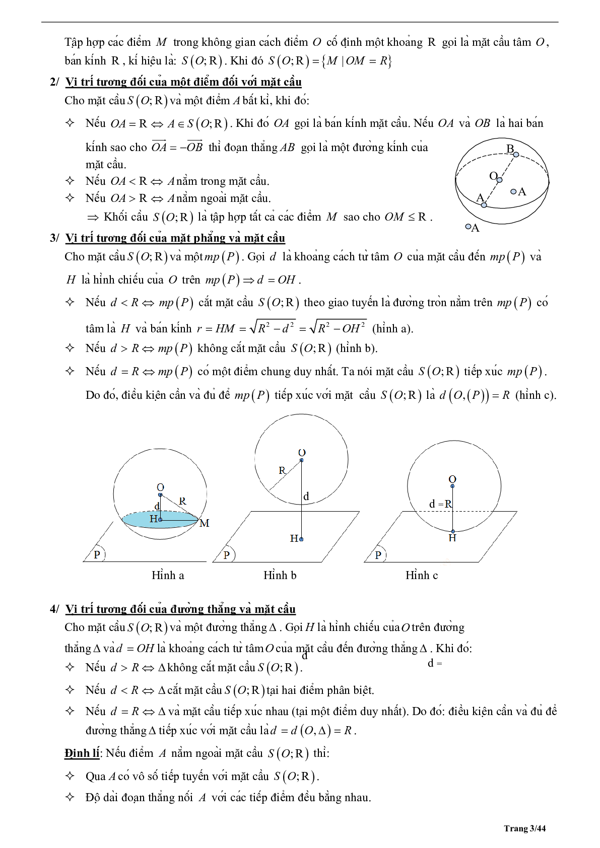 Tóm tắt lý thuyết và bài tập trắc nghiệm về mặt cầu - mặt nón - mặt trụ có đáp án (trang 3)