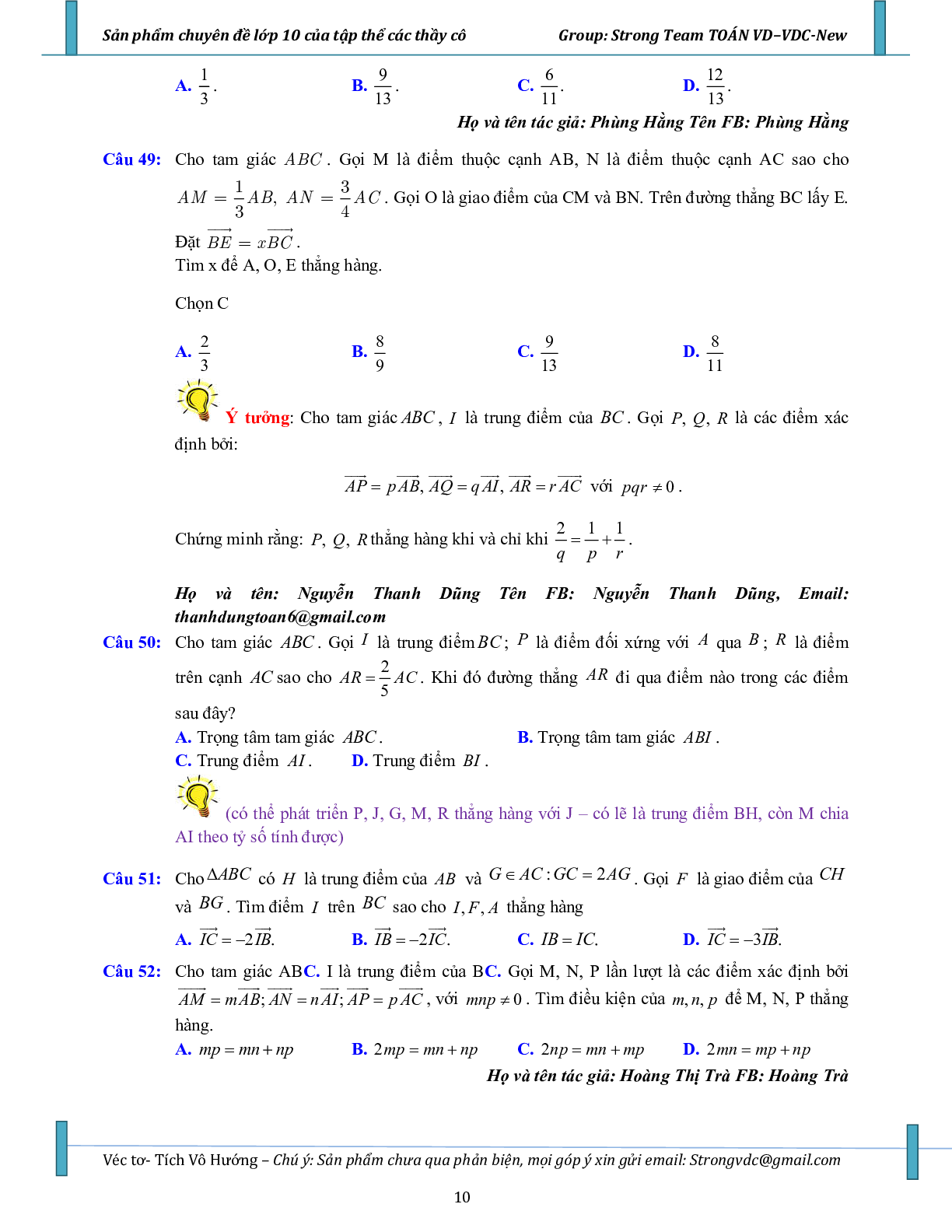 Bài tập vận dụng cao vectơ, tích vô hướng của hai vectơ và ứng dụng (trang 10)