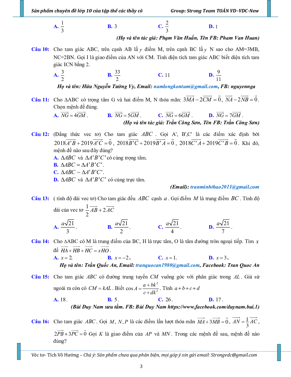 Bài tập vận dụng cao vectơ, tích vô hướng của hai vectơ và ứng dụng (trang 3)