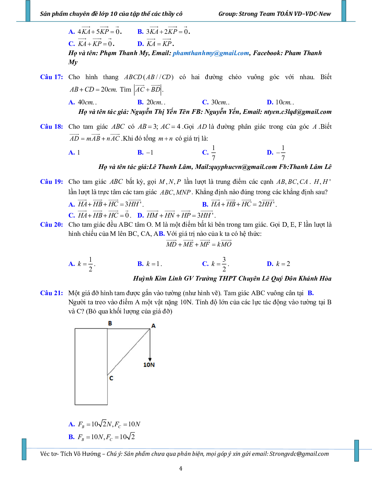 Bài tập vận dụng cao vectơ, tích vô hướng của hai vectơ và ứng dụng (trang 4)