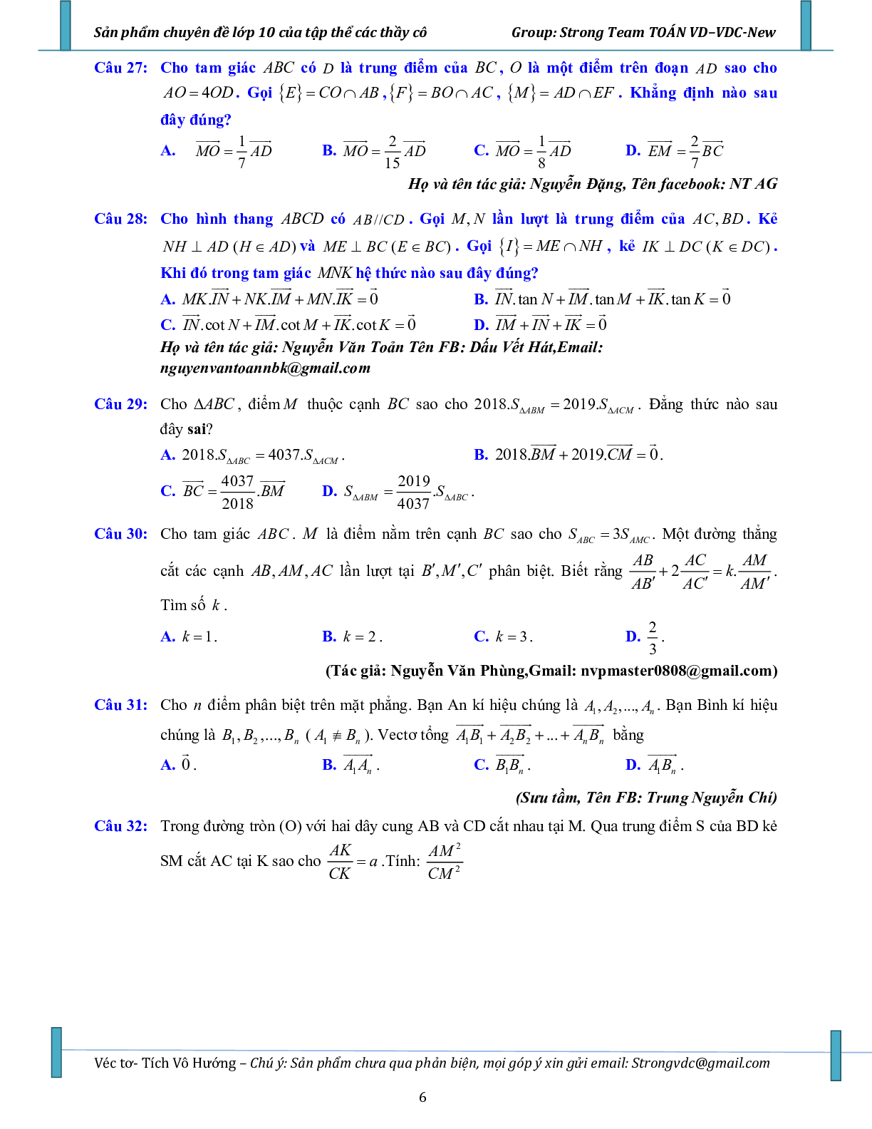 Bài tập vận dụng cao vectơ, tích vô hướng của hai vectơ và ứng dụng (trang 6)