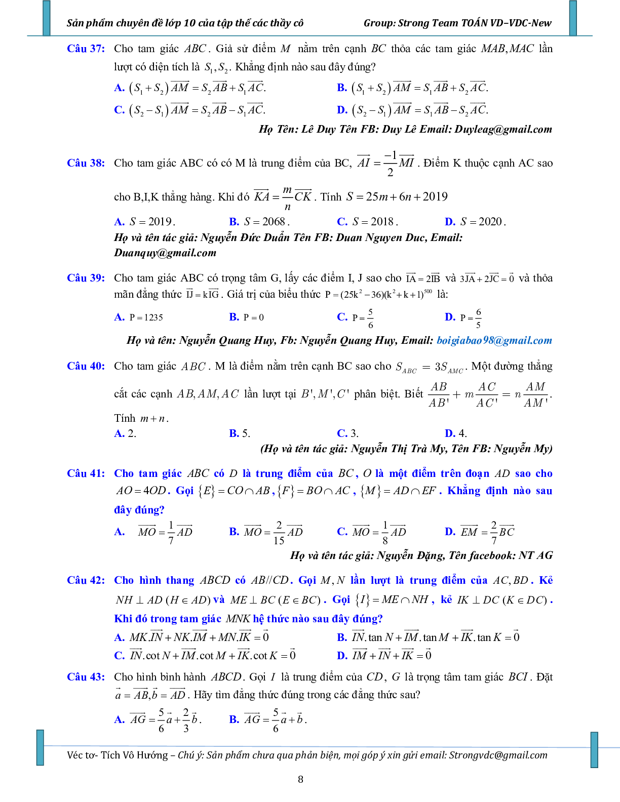 Bài tập vận dụng cao vectơ, tích vô hướng của hai vectơ và ứng dụng (trang 8)