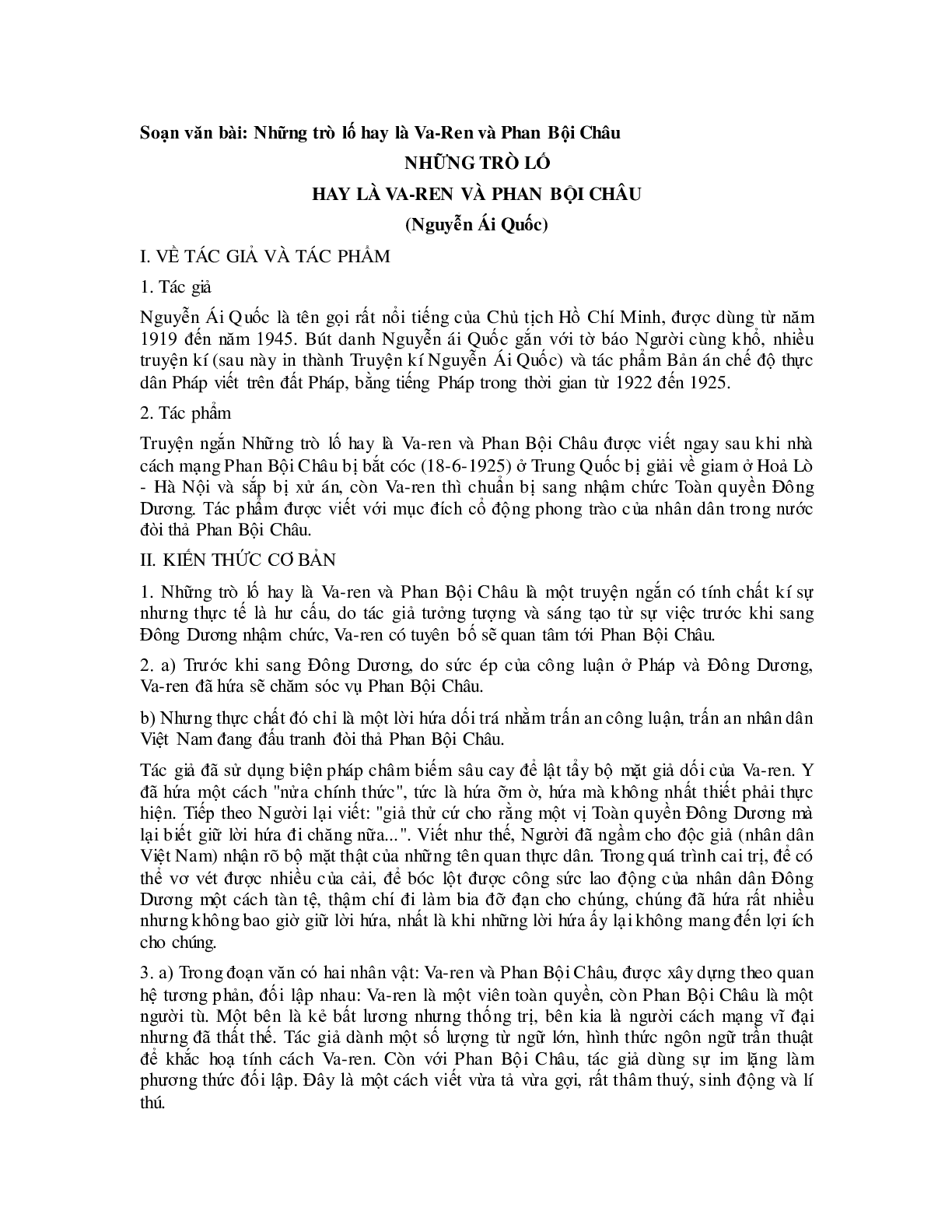 Soạn bài Những trò lố hay là Va-Ren và Phan Bội Châu - ngắn nhất Soạn văn 7 (trang 1)