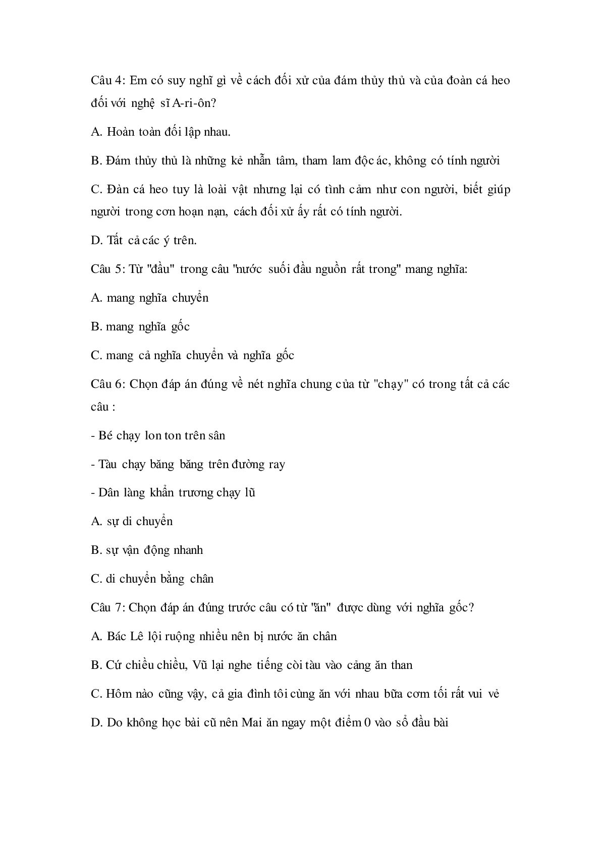 Trắc nghiệm Tiếng Việt lớp 5: Tuần 7 có đáp án (trang 2)