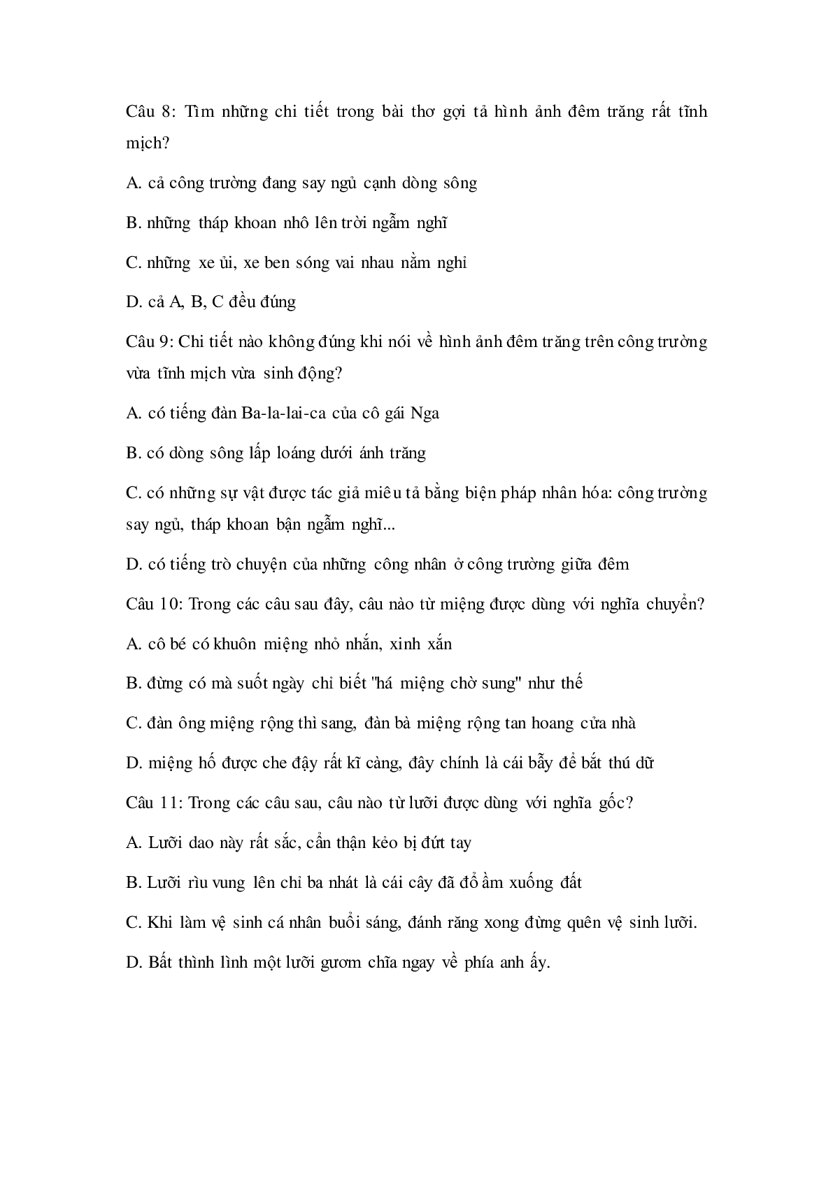 Trắc nghiệm Tiếng Việt lớp 5: Tuần 7 có đáp án (trang 3)