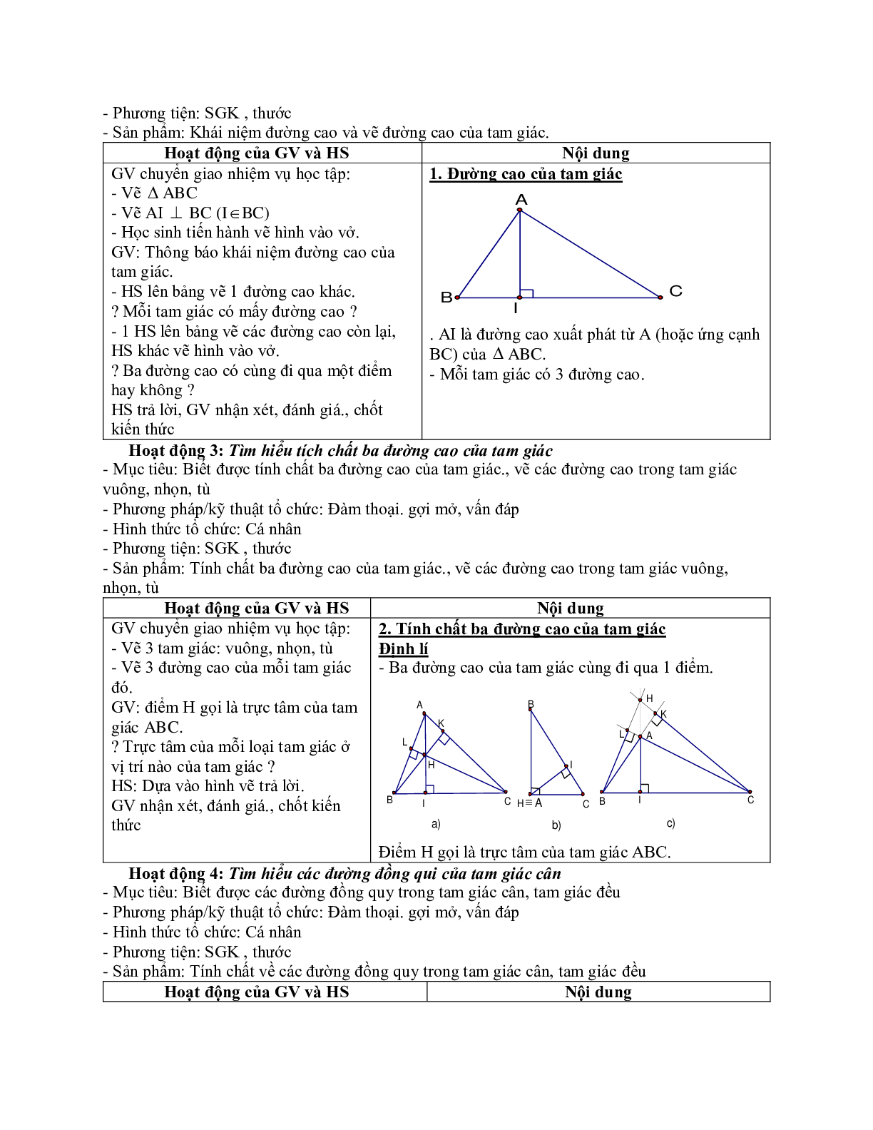 Giáo án Toán học 7 bài 9: Tính chất ba đường cao của tam giác mới nhất (trang 2)