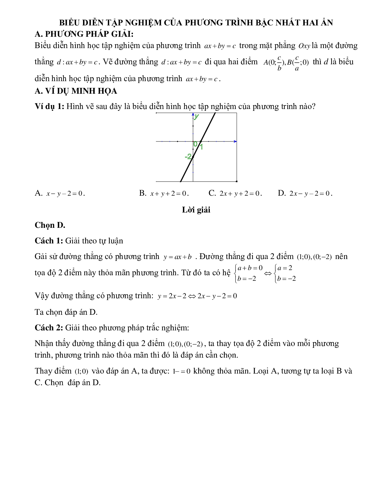Biểu diễn tập nghiệm của phương trình bậc nhất hai ẩn (trang 1)