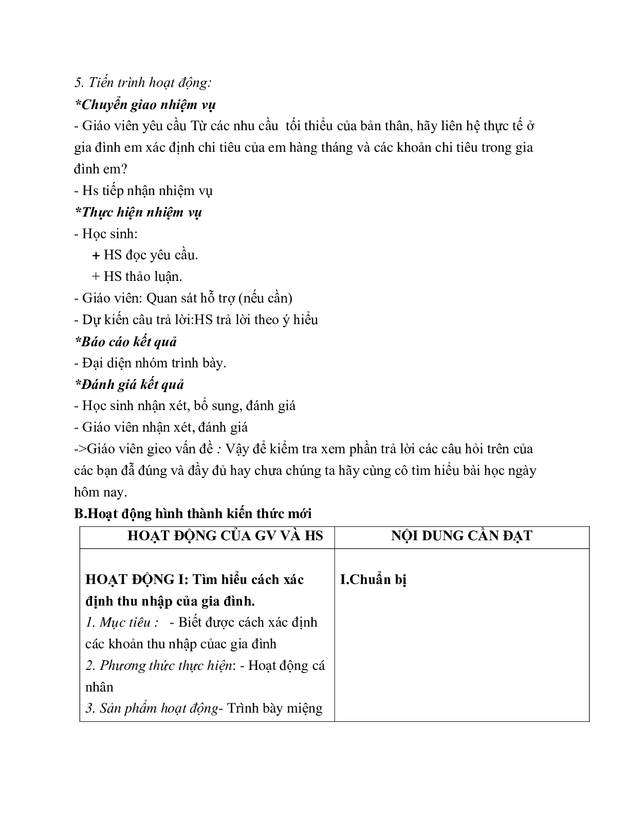 GIÁO ÁN CÔNG NGHỆ 6 BÀI 27: THỰC HÀNH : GIÁO ÁN CÔNG NGHỆ 6 BÀI TẬP TÌNH HUỐNG VỀ THU, CHI TRONG GIA ĐÌNH (T1) MỚI NHẤT (trang 2)