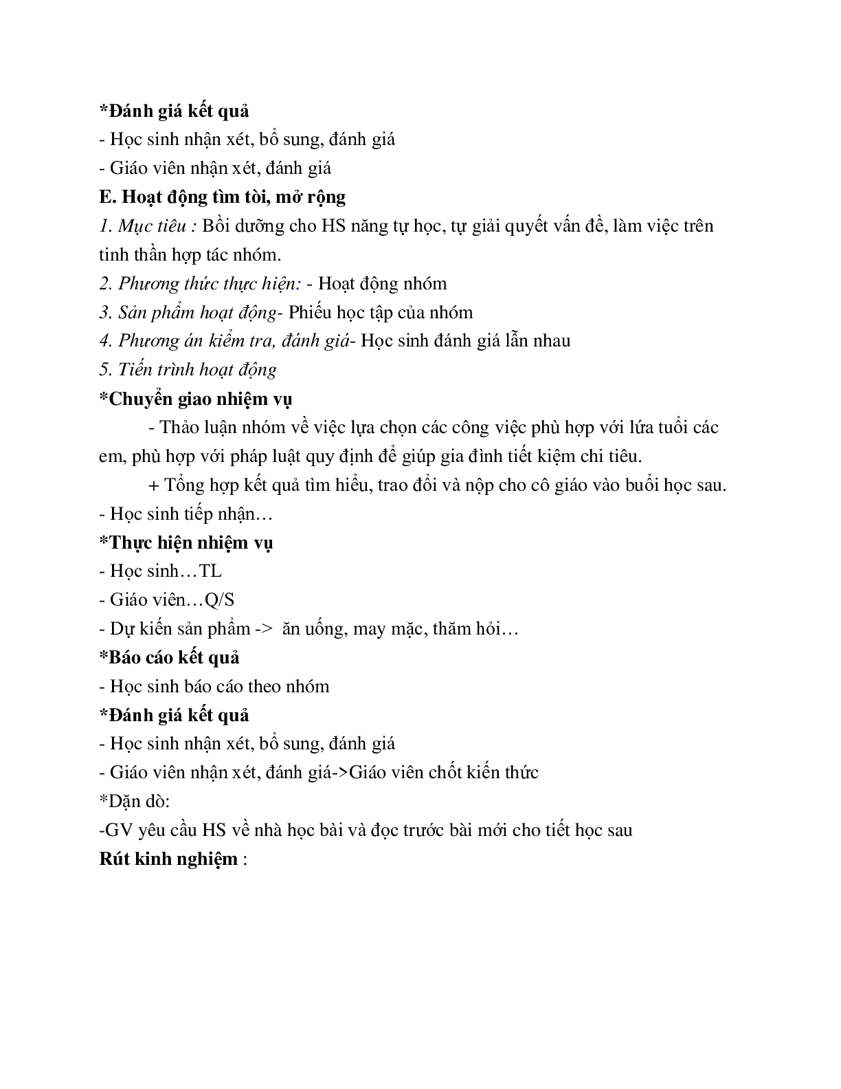 GIÁO ÁN CÔNG NGHỆ 6 BÀI 27: THỰC HÀNH : GIÁO ÁN CÔNG NGHỆ 6 BÀI TẬP TÌNH HUỐNG VỀ THU, CHI TRONG GIA ĐÌNH (T1) MỚI NHẤT (trang 5)