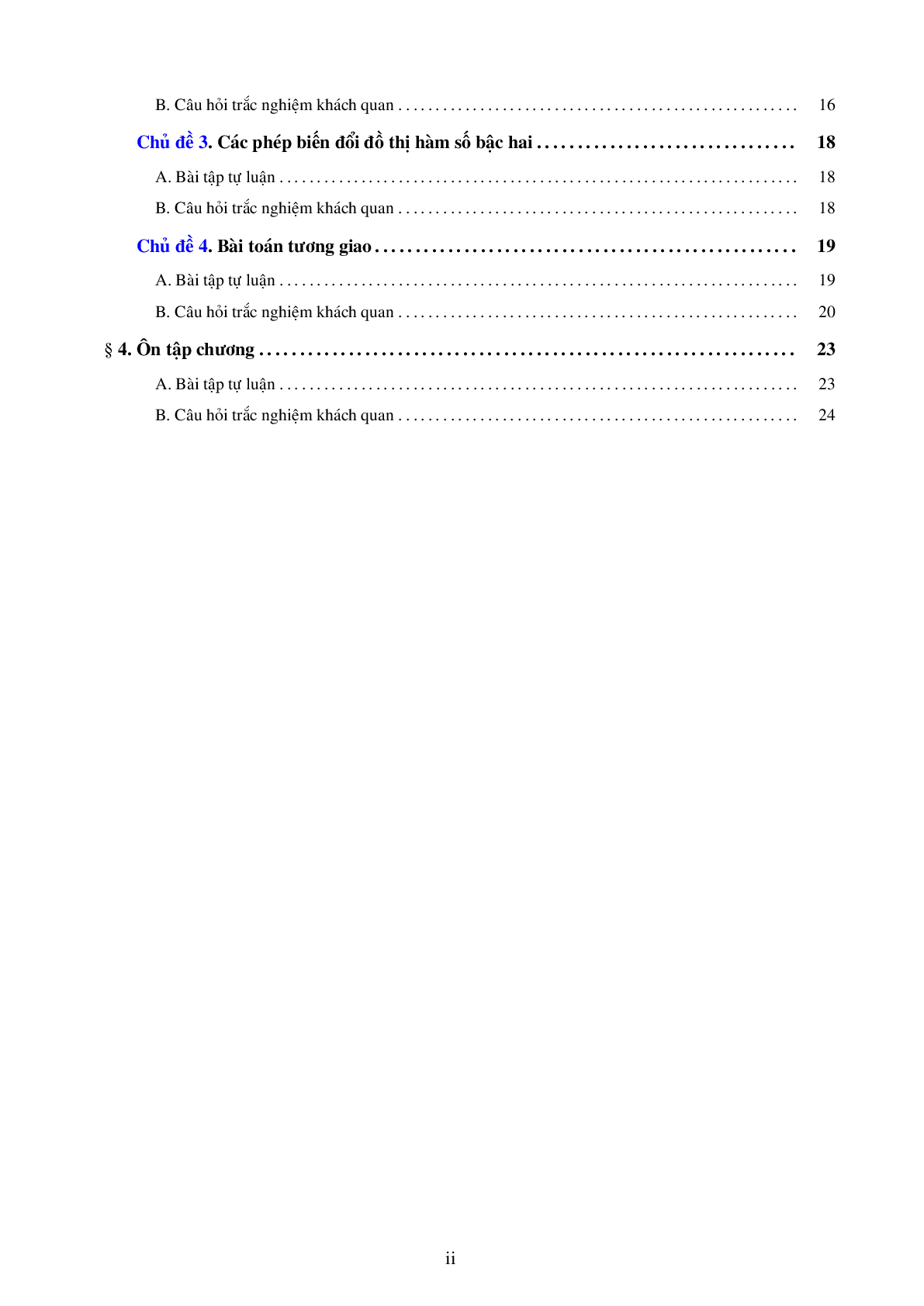 Bài tập trắc nghiệm chuyên đề hàm số bậc nhất và hàm số bậc hai (trang 2)