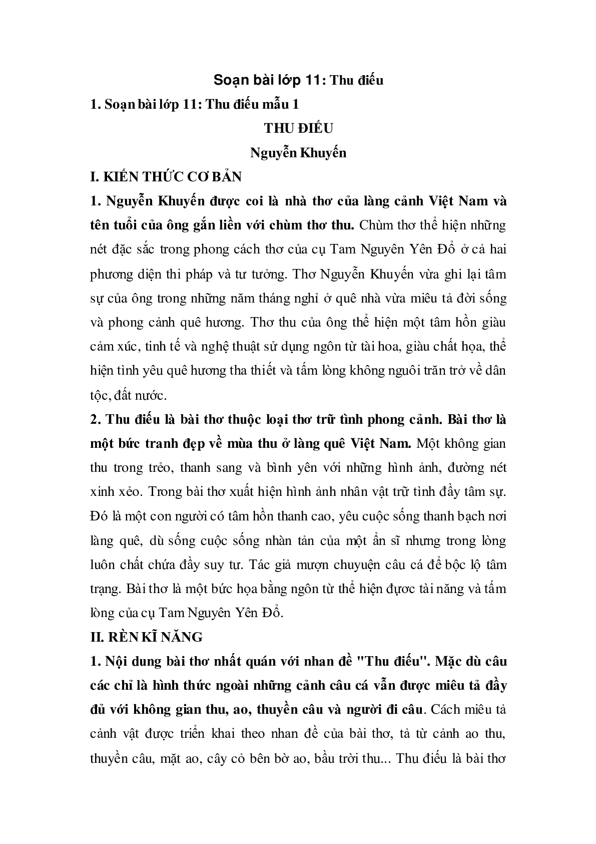 Soạn bài Thu điếu - ngắn nhất Soạn văn 11 (trang 1)