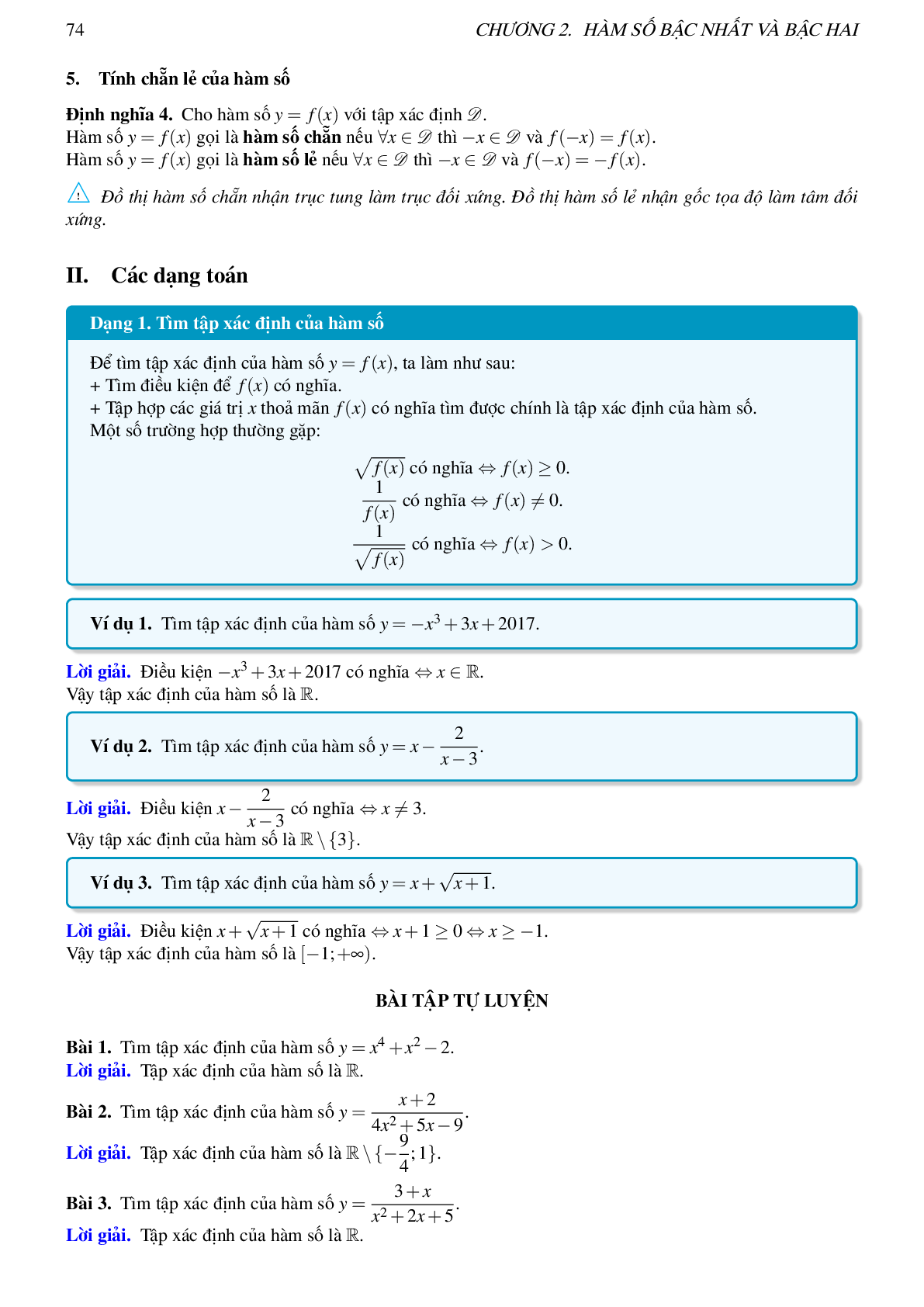 Lý thuyết, các dạng toán và bài tập về hàm số bậc nhất và bậc hai (trang 2)