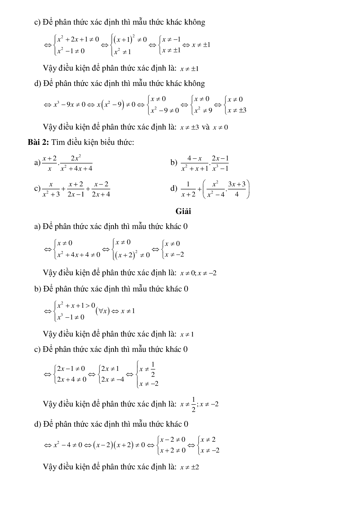 50 Bài tập Biến đổi các biểu thức hữu tỉ - Giá trị của phân thức thường gặp (có đáp án)- Toán 8 (trang 4)