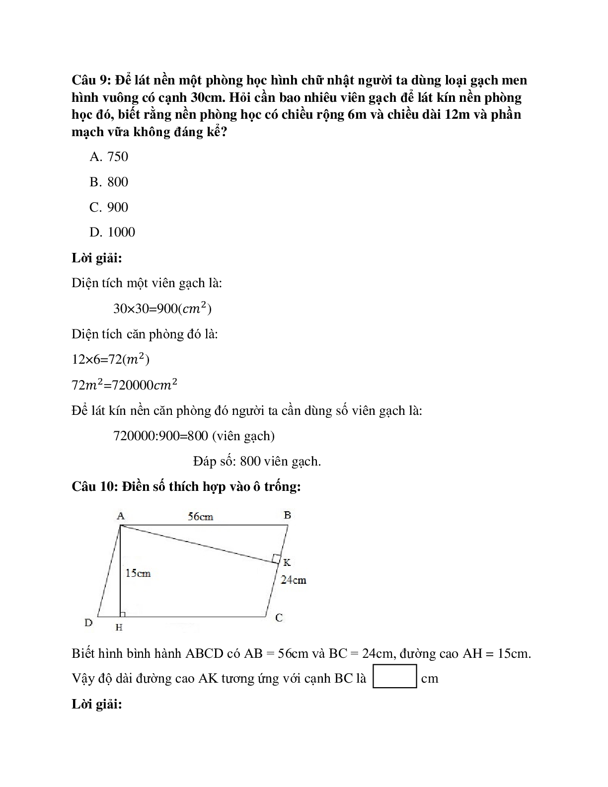 20 câu Trắc nghiệm Ôn tập về hình học có đáp án 2023 – Toán lớp 4 (trang 6)