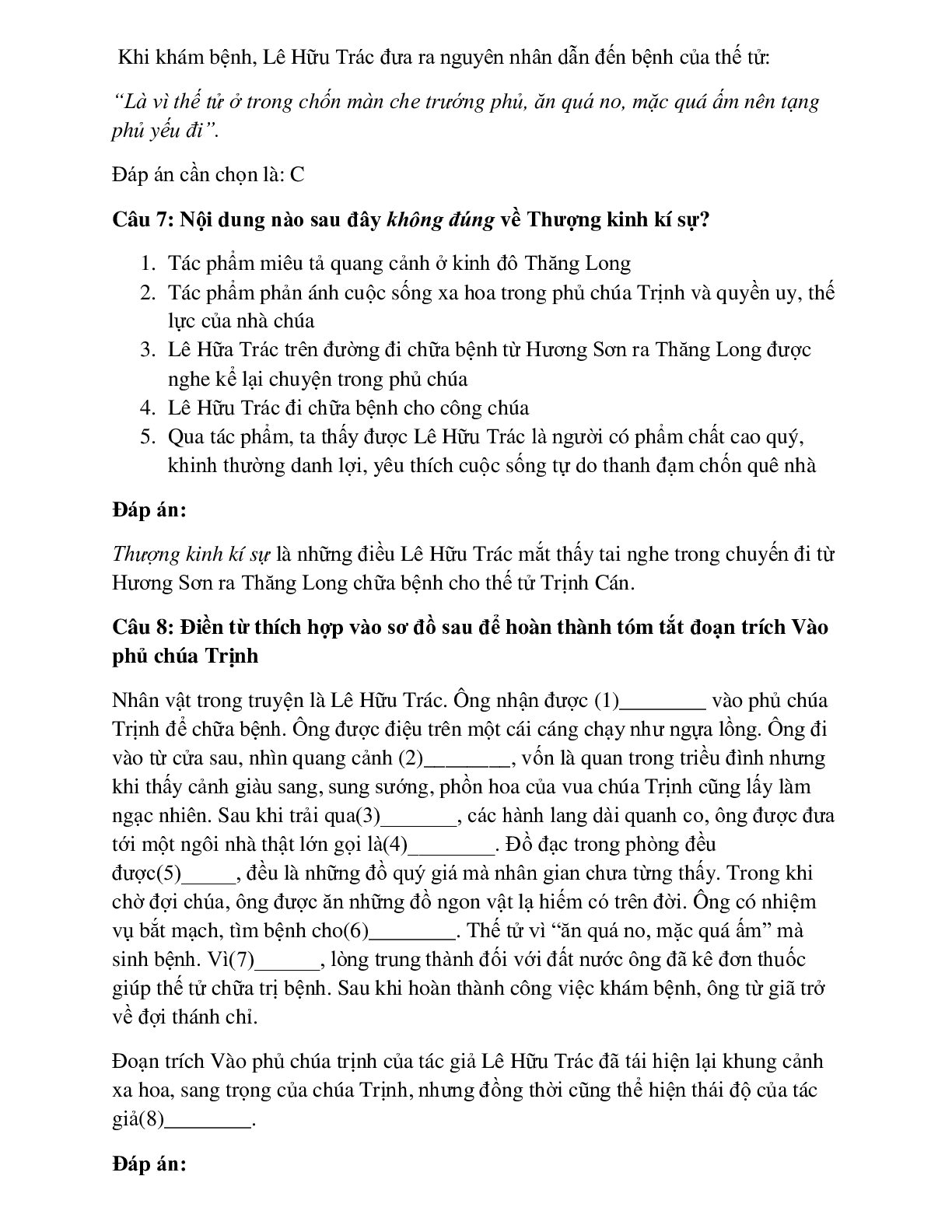33 câu Trắc nghiệm Vào phủ Chúa Trịnh có đáp án 2023 - Ngữ Văn 11 (trang 3)