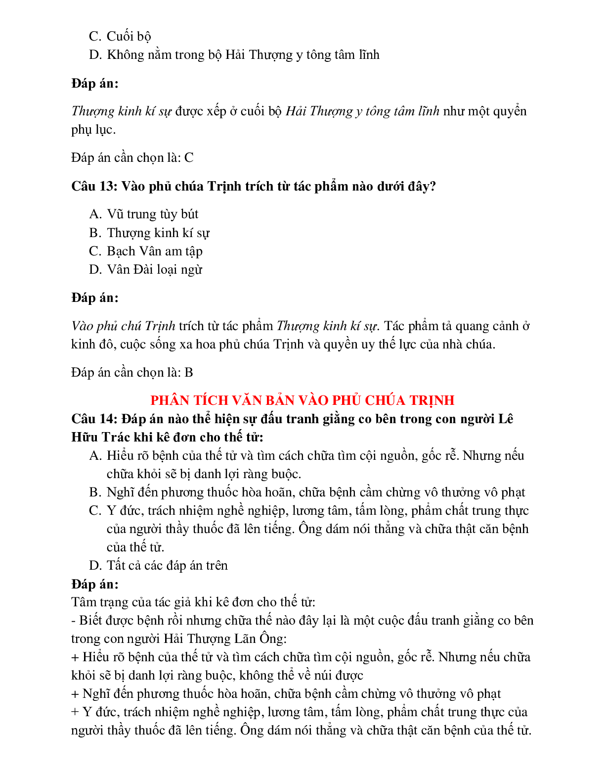 33 câu Trắc nghiệm Vào phủ Chúa Trịnh có đáp án 2023 - Ngữ Văn 11 (trang 6)