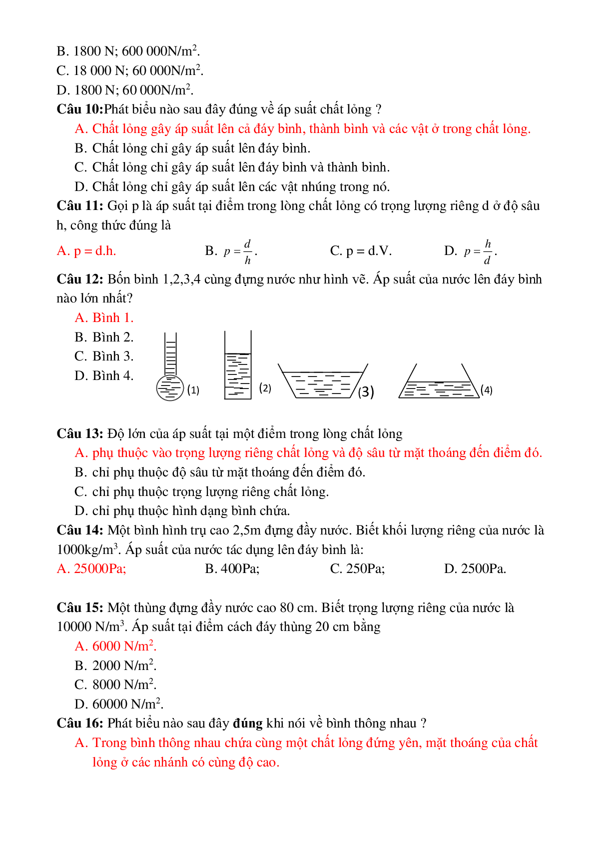 Lý thuyết, bài tập Ôn tập Học kì 1 Vật lý lớp 8 có đáp án (trang 10)
