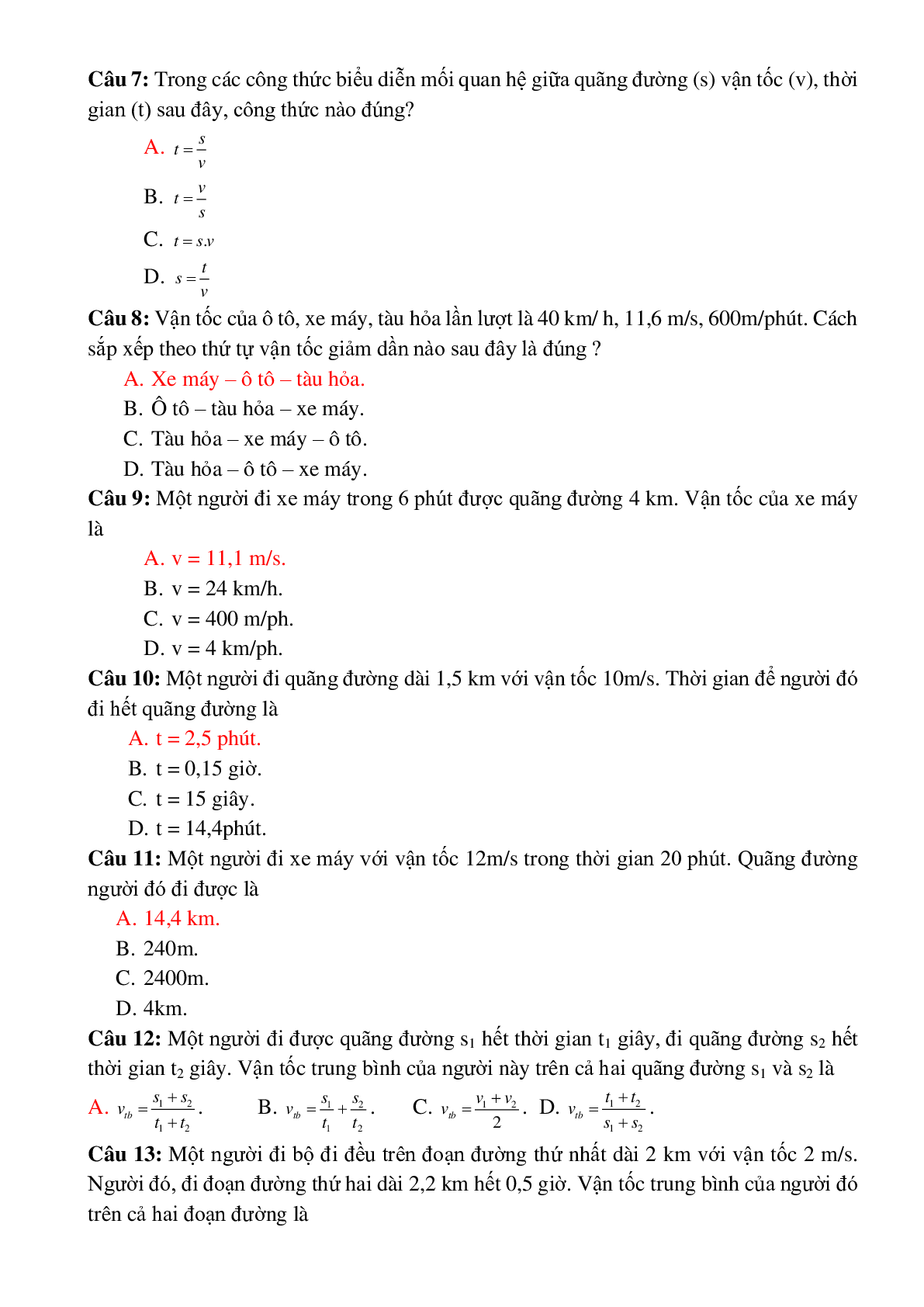 Lý thuyết, bài tập Ôn tập Học kì 1 Vật lý lớp 8 có đáp án (trang 4)