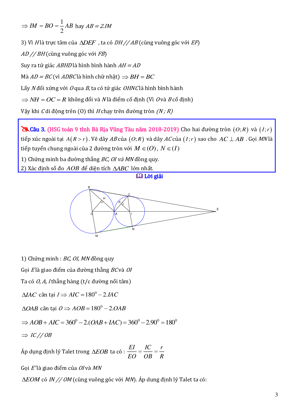Các bài toán hình học trong đề thi học sinh giỏi toán lớp 9 (trang 3)