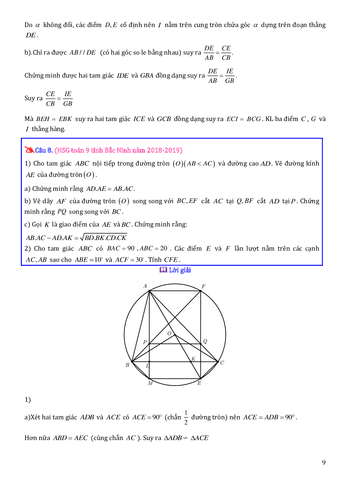 Các bài toán hình học trong đề thi học sinh giỏi toán lớp 9 (trang 9)