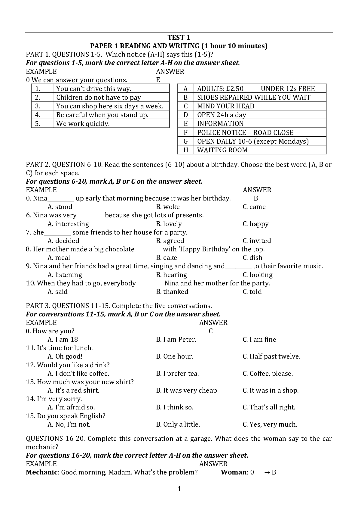 Tổng hợp bài tập reading tiếng Anh lớp 10 có đáp án, chọn lọc (trang 1)
