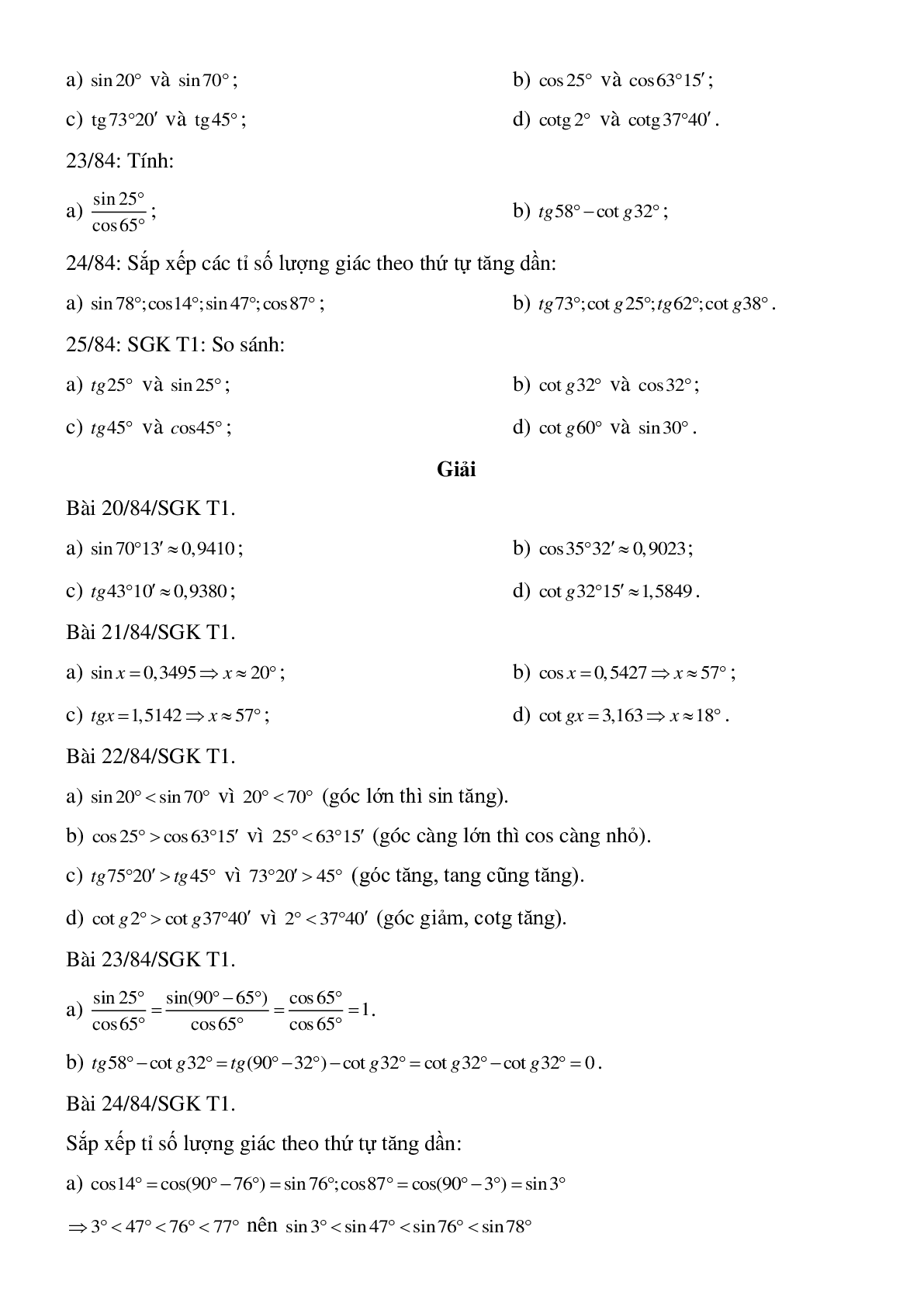 Bài tập lượng giác lớp 9 có lời giải (trang 2)