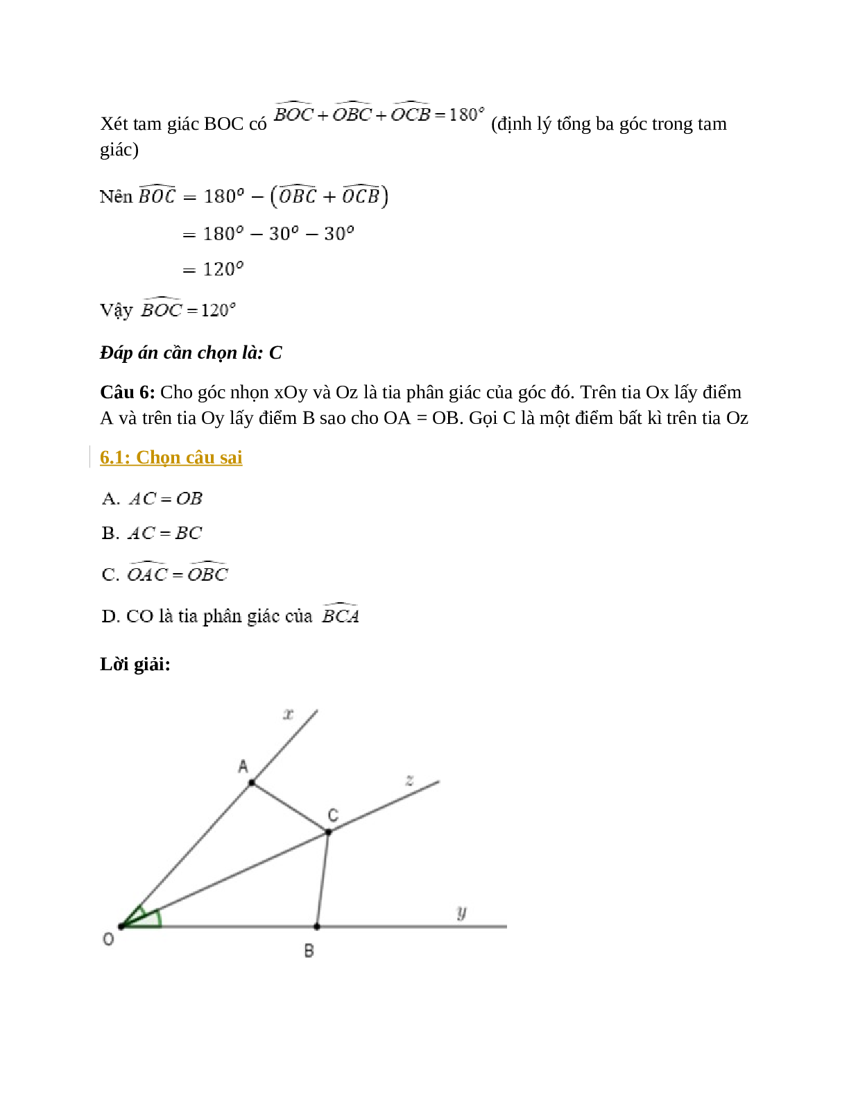 Trắc nghiệm Trường hợp bằng nhau thứ hai của tam giác:  cạnh - góc - cạnh (c.g.c) có đáp án – Toán lớp 12 (trang 8)