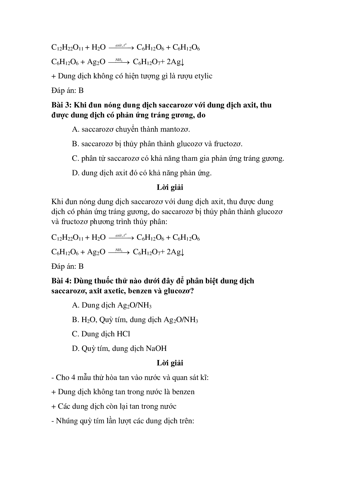 30 câu Trắc nghiệm Saccarozơ có đáp án 2023 – Hóa học lớp 9 (trang 2)
