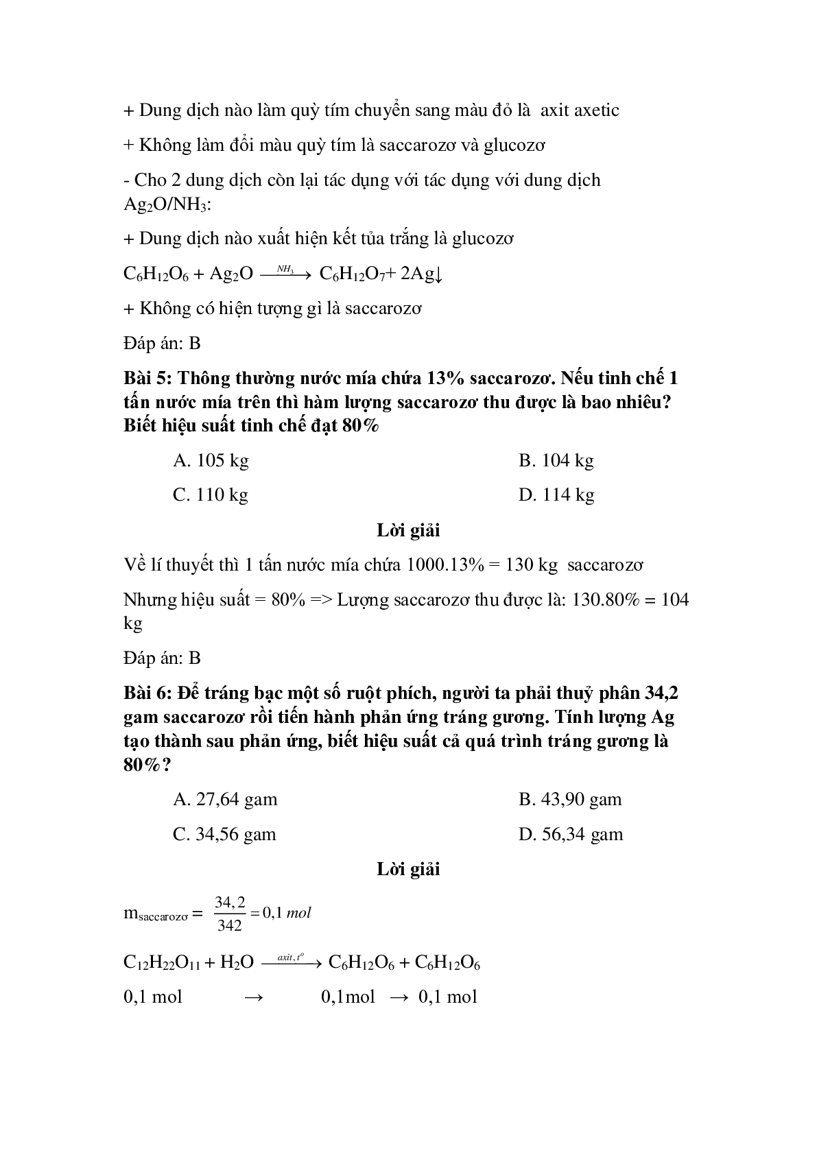 30 câu Trắc nghiệm Saccarozơ có đáp án 2023 – Hóa học lớp 9 (trang 3)