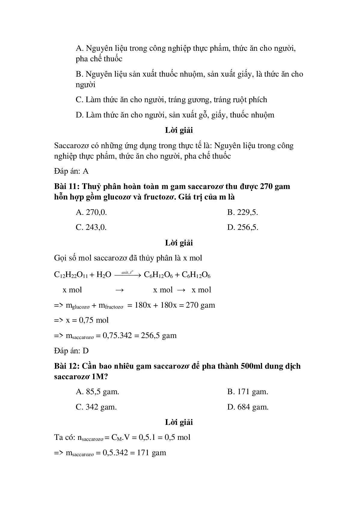 30 câu Trắc nghiệm Saccarozơ có đáp án 2023 – Hóa học lớp 9 (trang 5)