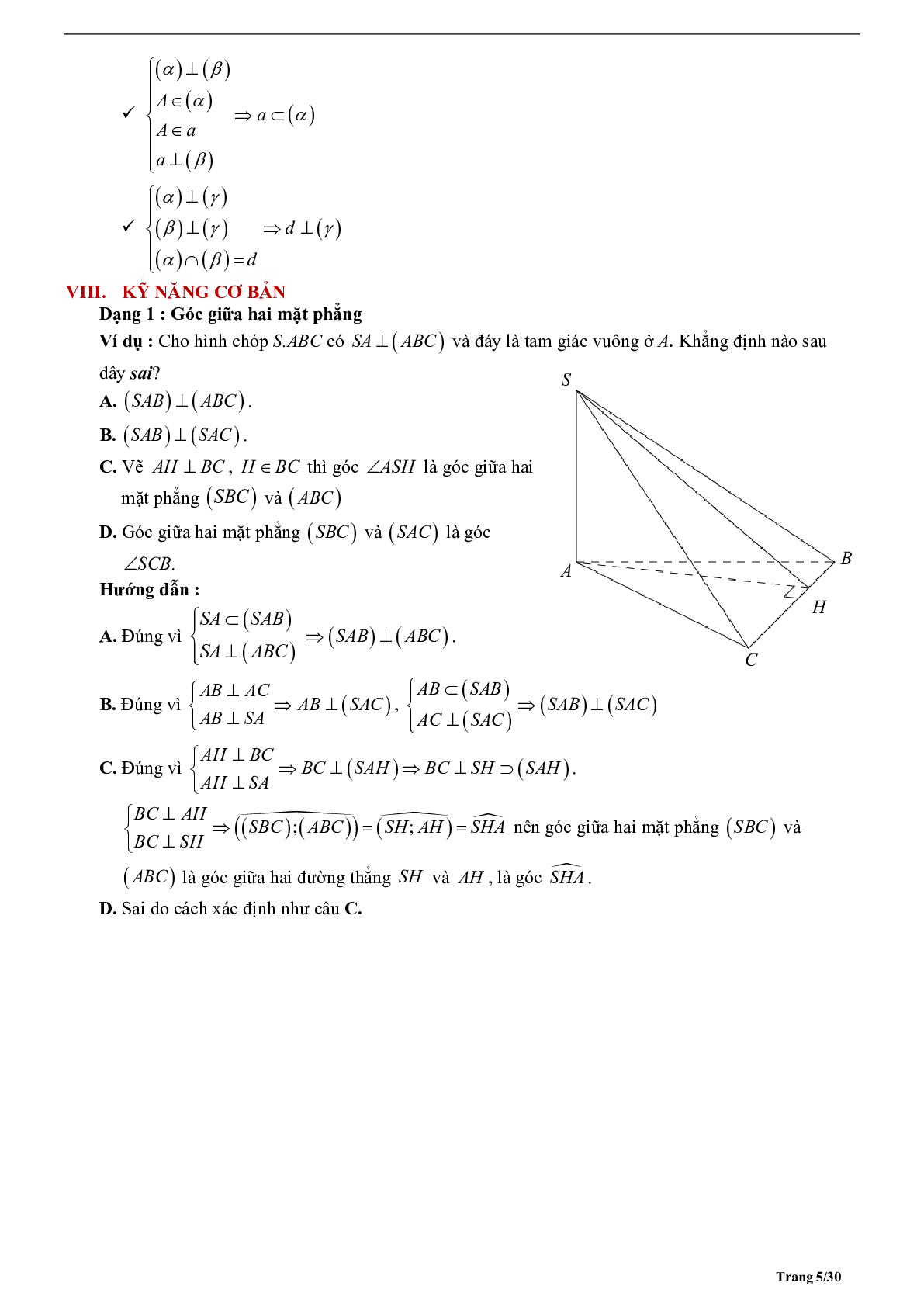 Tóm tắt lý thuyết và bài tập trắc nghiệm vecto trong không gian quan hệ vuông góc (trang 5)