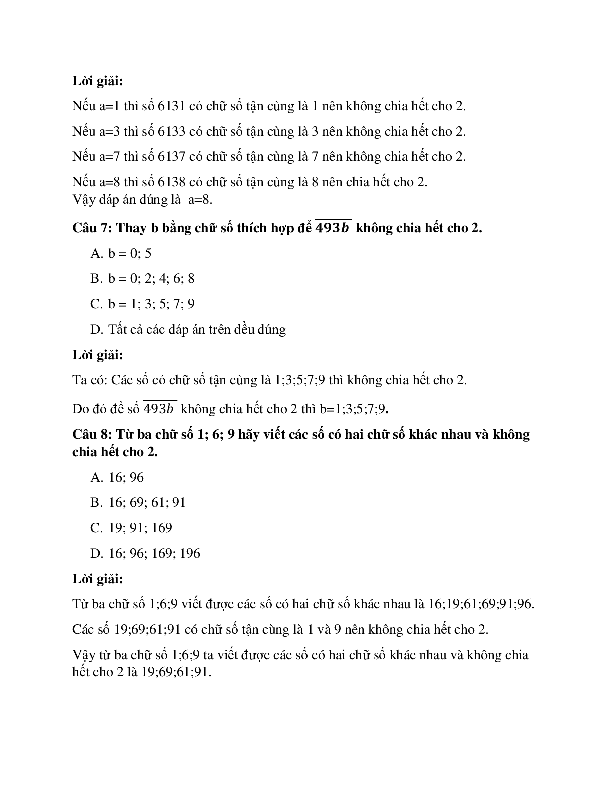 27 câu Trắc nghiệm Dấu hiệu chia hết cho 2 có đáp án 2023 – Toán lớp 4 (trang 3)