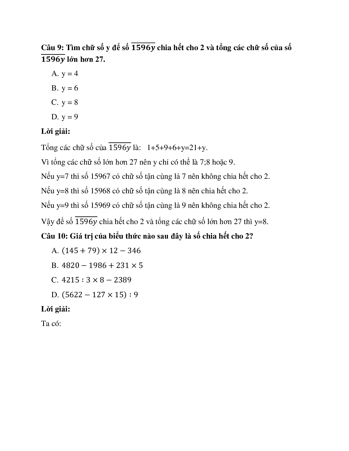 27 câu Trắc nghiệm Dấu hiệu chia hết cho 2 có đáp án 2023 – Toán lớp 4 (trang 4)