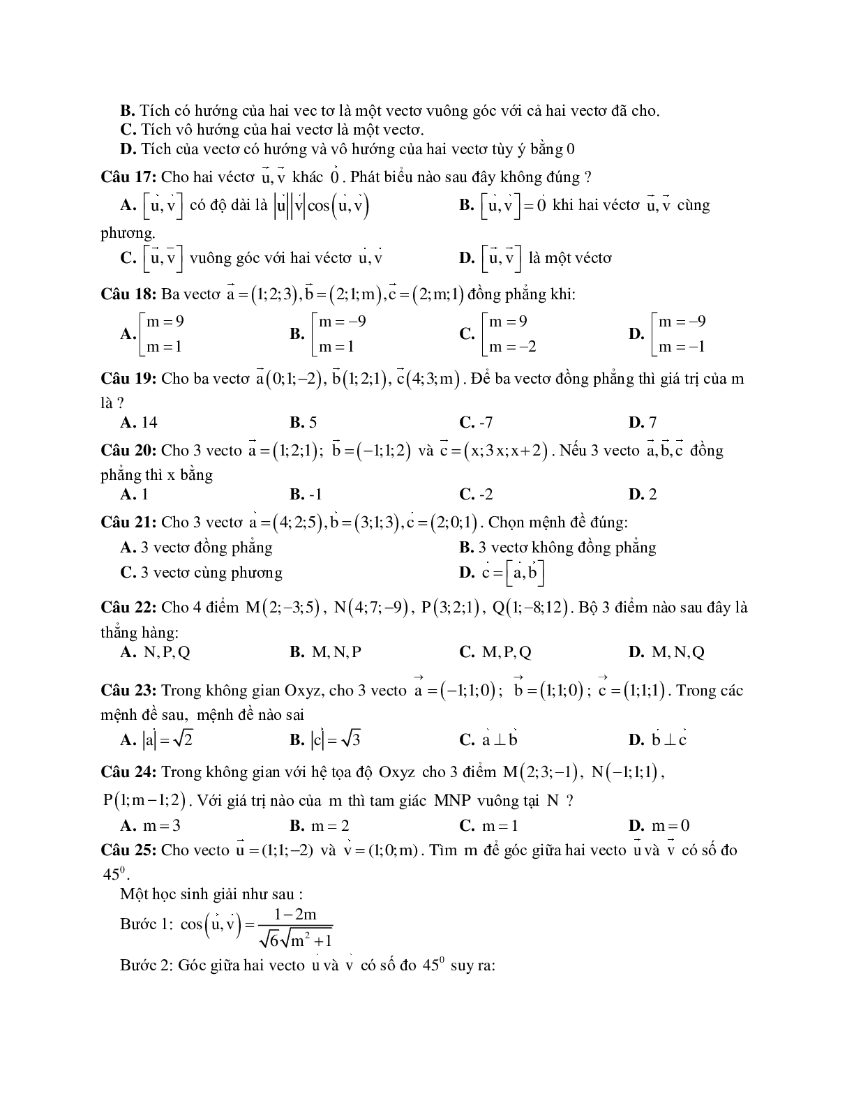Tọa độ điểm, tọa độ vecto và các phép toán vecto trong không gian (trang 4)