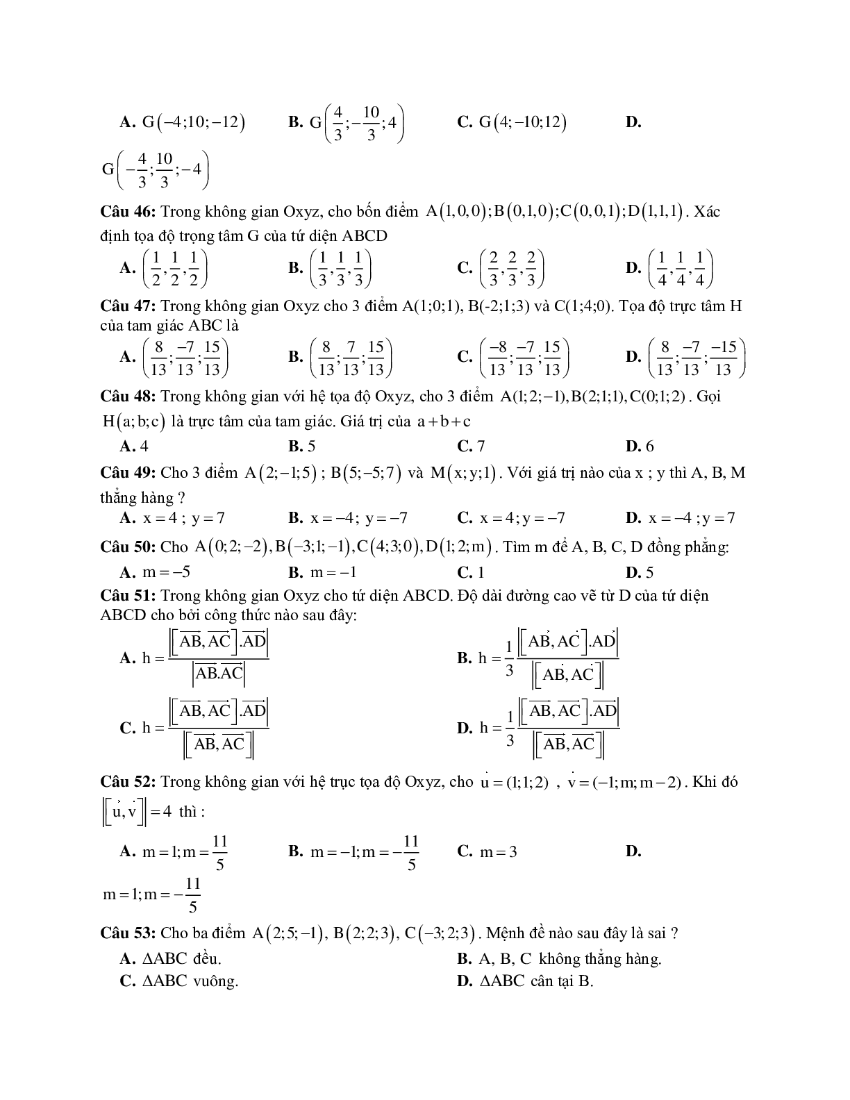 Tọa độ điểm, tọa độ vecto và các phép toán vecto trong không gian (trang 7)