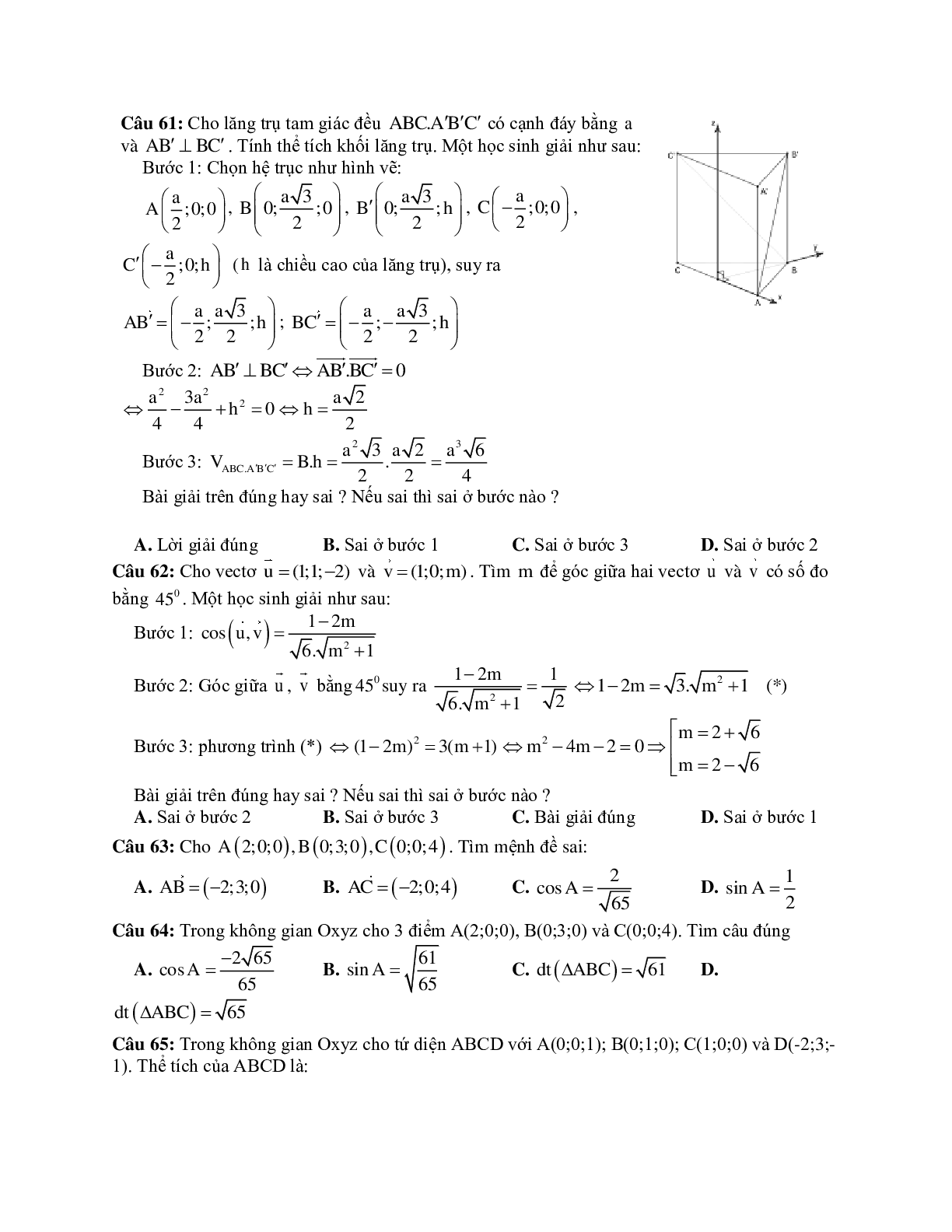 Tọa độ điểm, tọa độ vecto và các phép toán vecto trong không gian (trang 9)