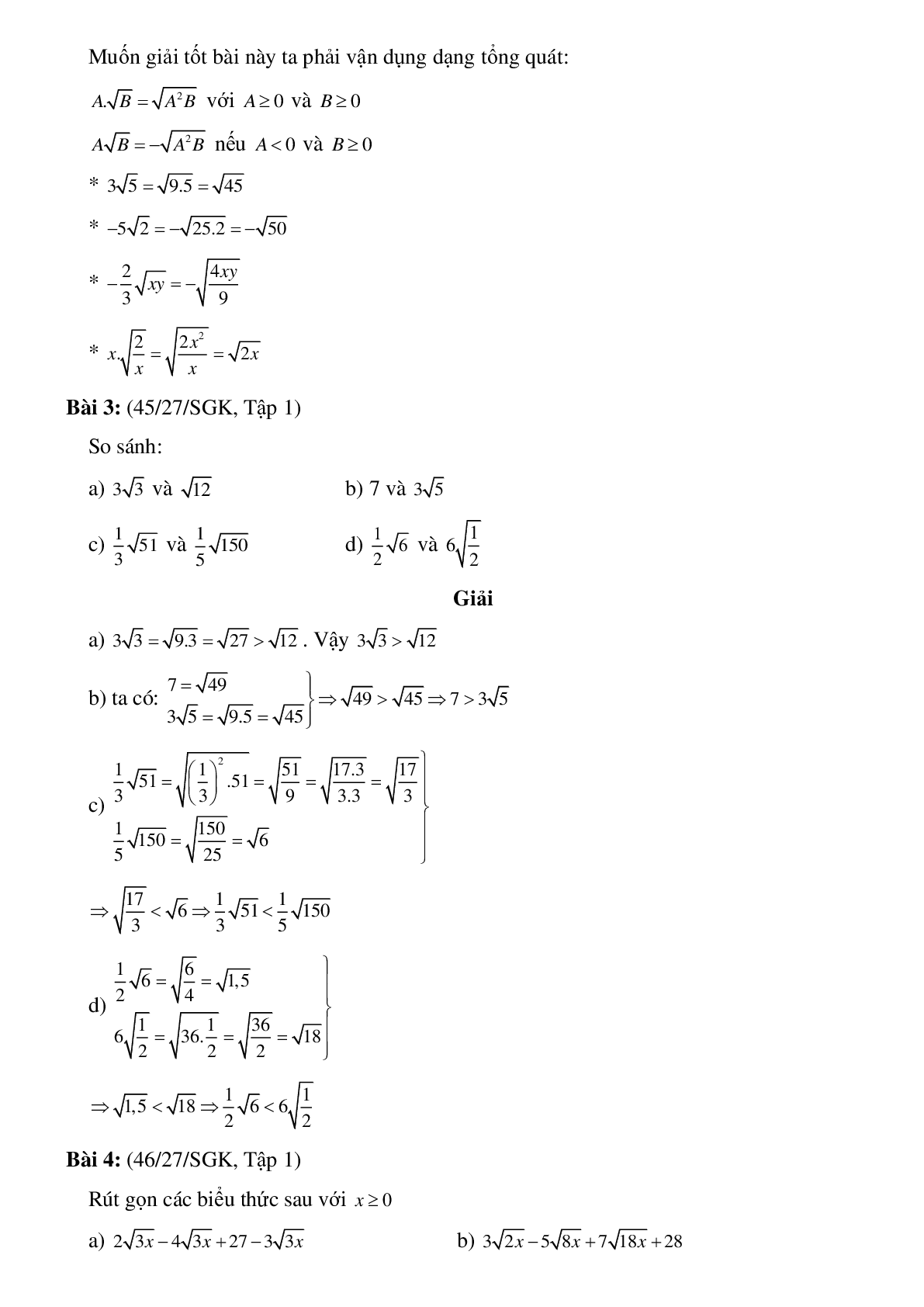 50 Bài tập Biến đổi đơn giản biểu thức chứa căn bậc hai (có đáp án)- Toán 9 (trang 2)