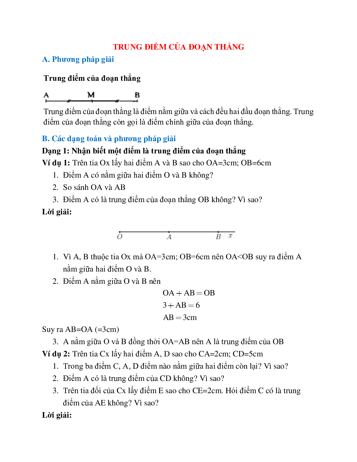 Các dạng bài tập về Trung điểm của đoạn thẳng có lời giải (trang 1)