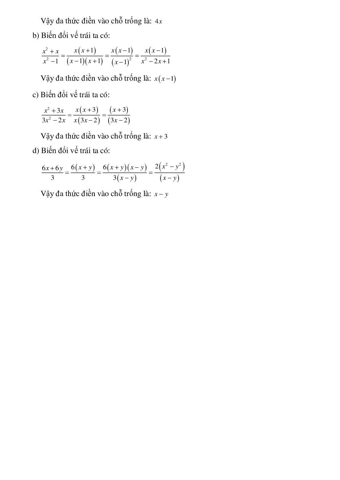 2 dạng bài tập Phân thức đại số và tính chất cơ bản chọn lọc (trang 5)