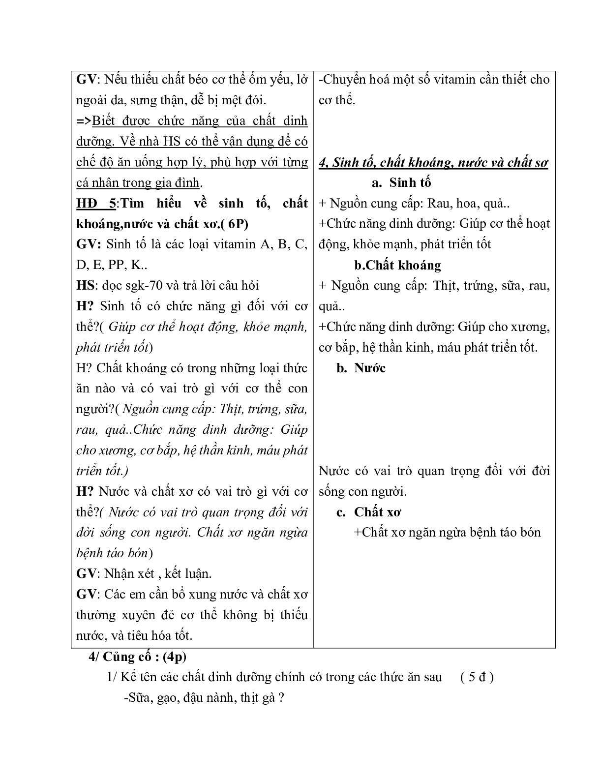 GIÁO ÁN CÔNG NGHỆ 6 BÀI 16: CƠ SỞ ĂN UỐNG HỢP LÝ (T1) MỚI NHẤT – CV5555 (trang 4)