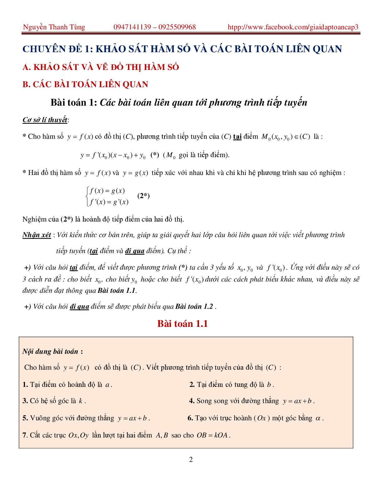 Khảo sát hàm số và các bài toán liên quan - bản 2 (trang 2)