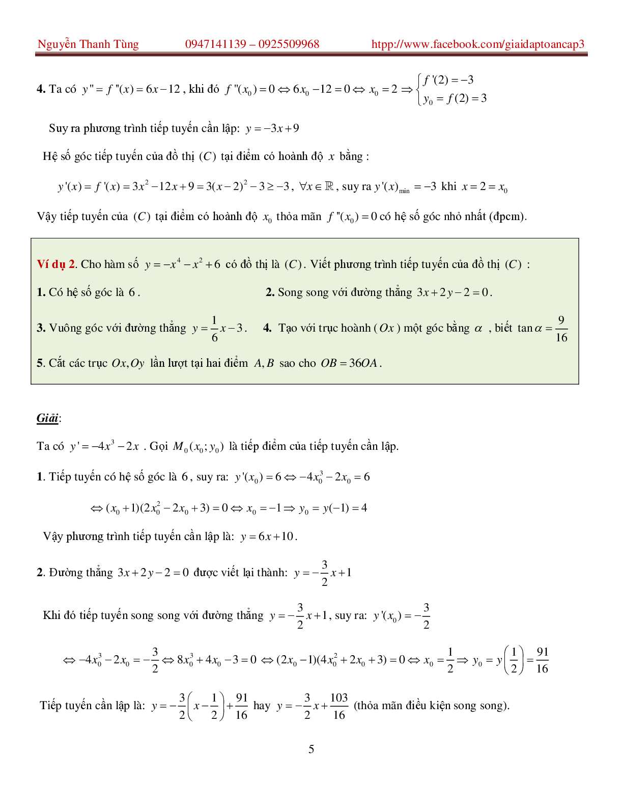 Khảo sát hàm số và các bài toán liên quan - bản 2 (trang 5)