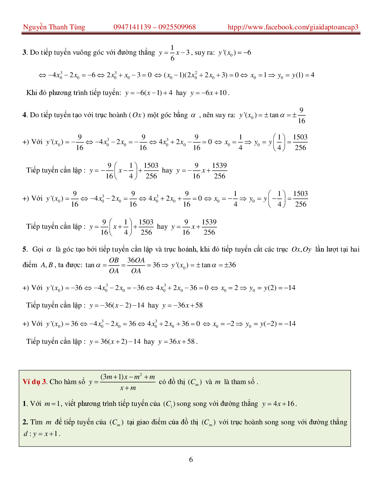 Khảo sát hàm số và các bài toán liên quan - bản 2 (trang 6)