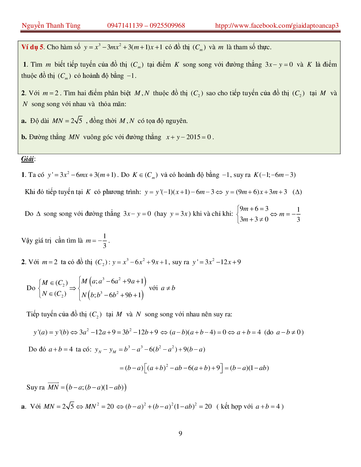 Khảo sát hàm số và các bài toán liên quan - bản 2 (trang 9)