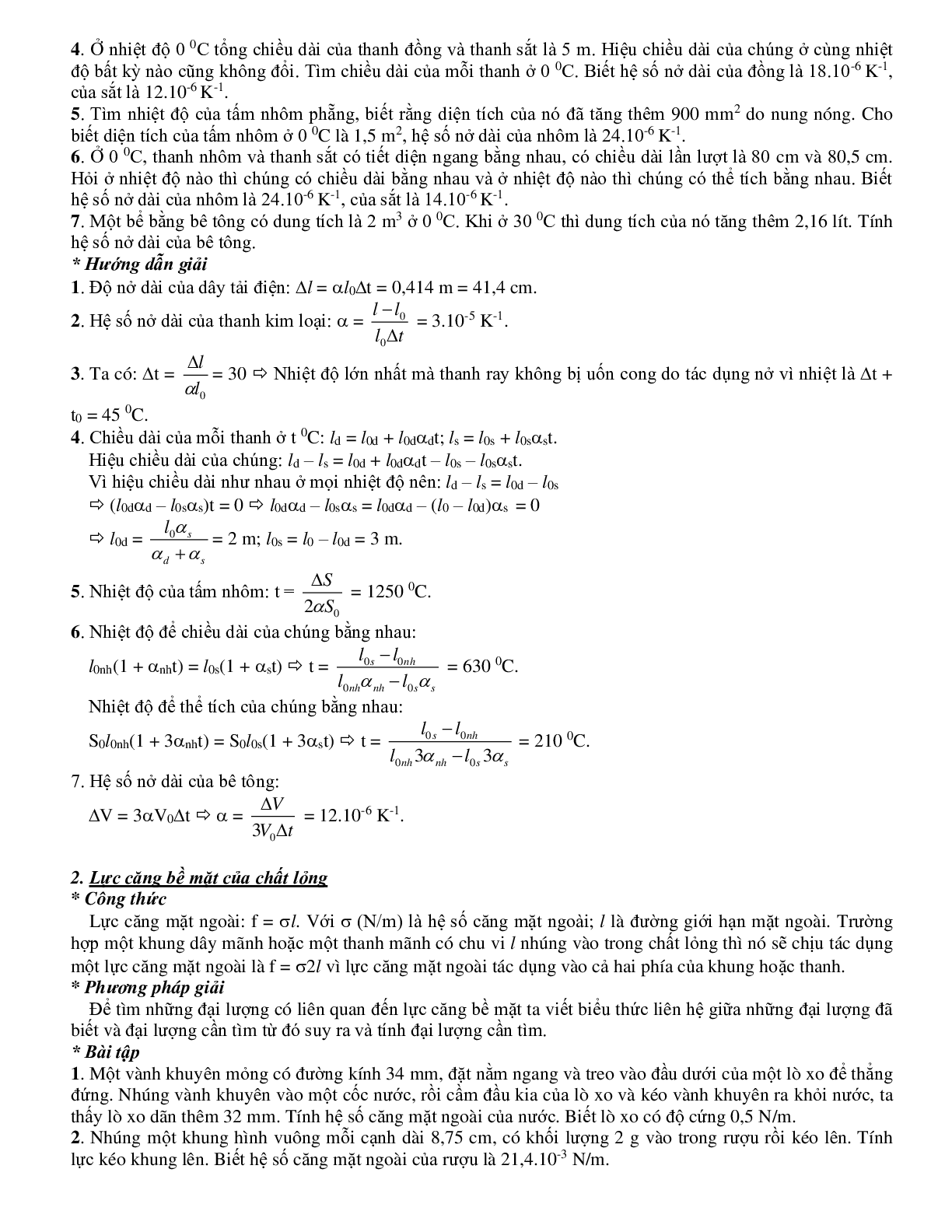 Dạng bài tập Chất rắn và chất lỏng, sự chuyển thể môn Vật lý lớp 10 (trang 3)