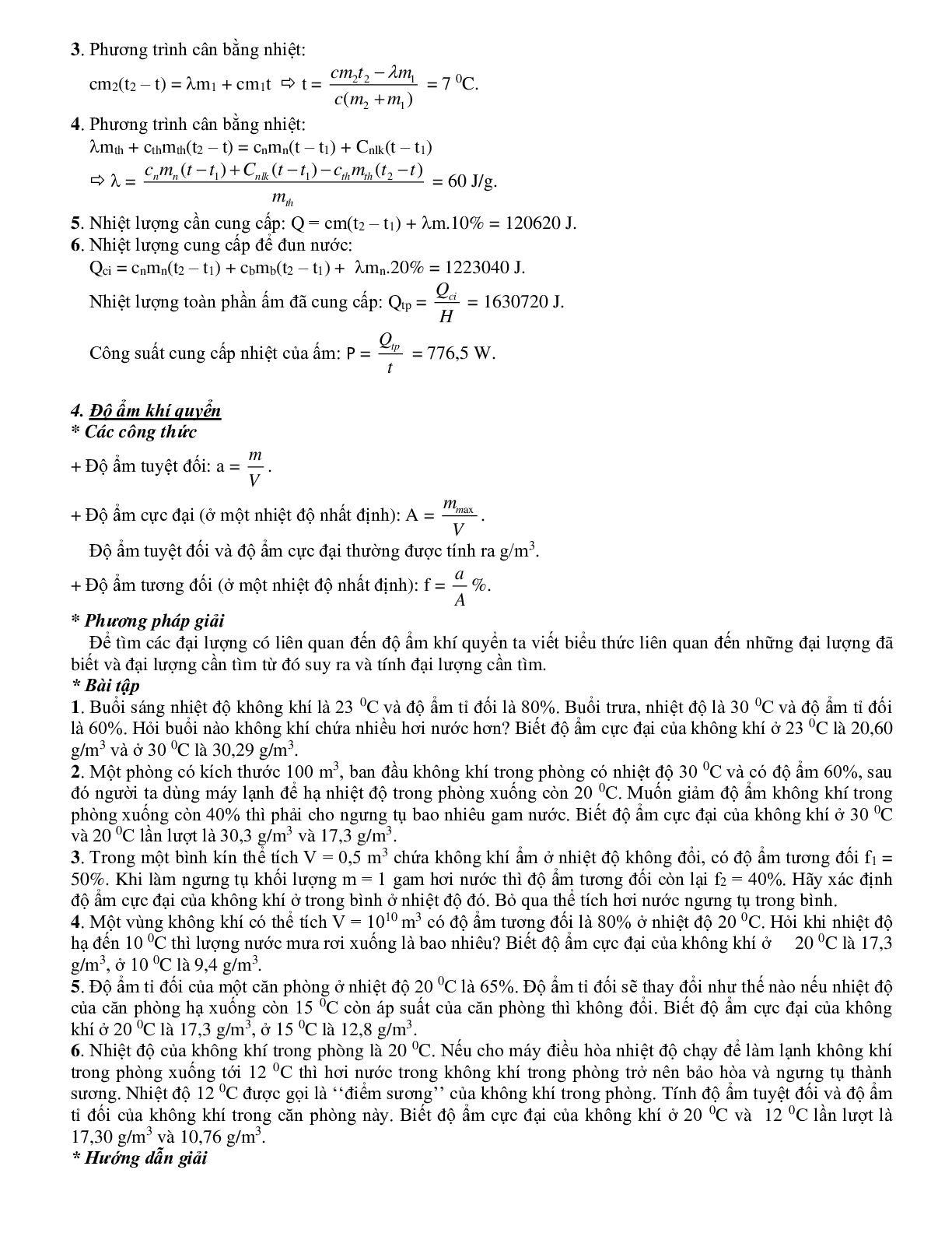 Dạng bài tập Chất rắn và chất lỏng, sự chuyển thể môn Vật lý lớp 10 (trang 6)