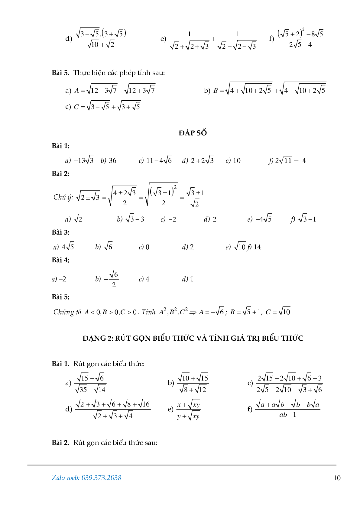 Các dạng toán đại số lớp 9 (trang 10)