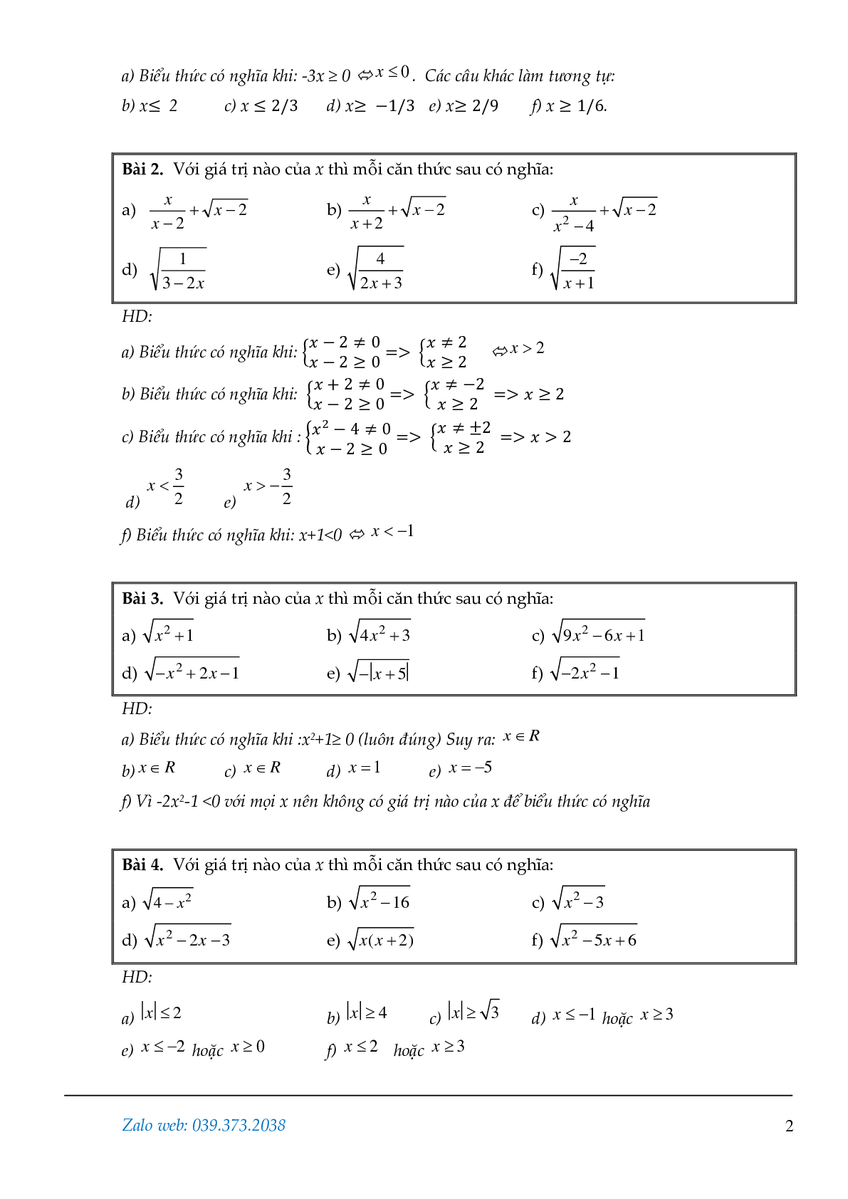 Các dạng toán đại số lớp 9 (trang 2)