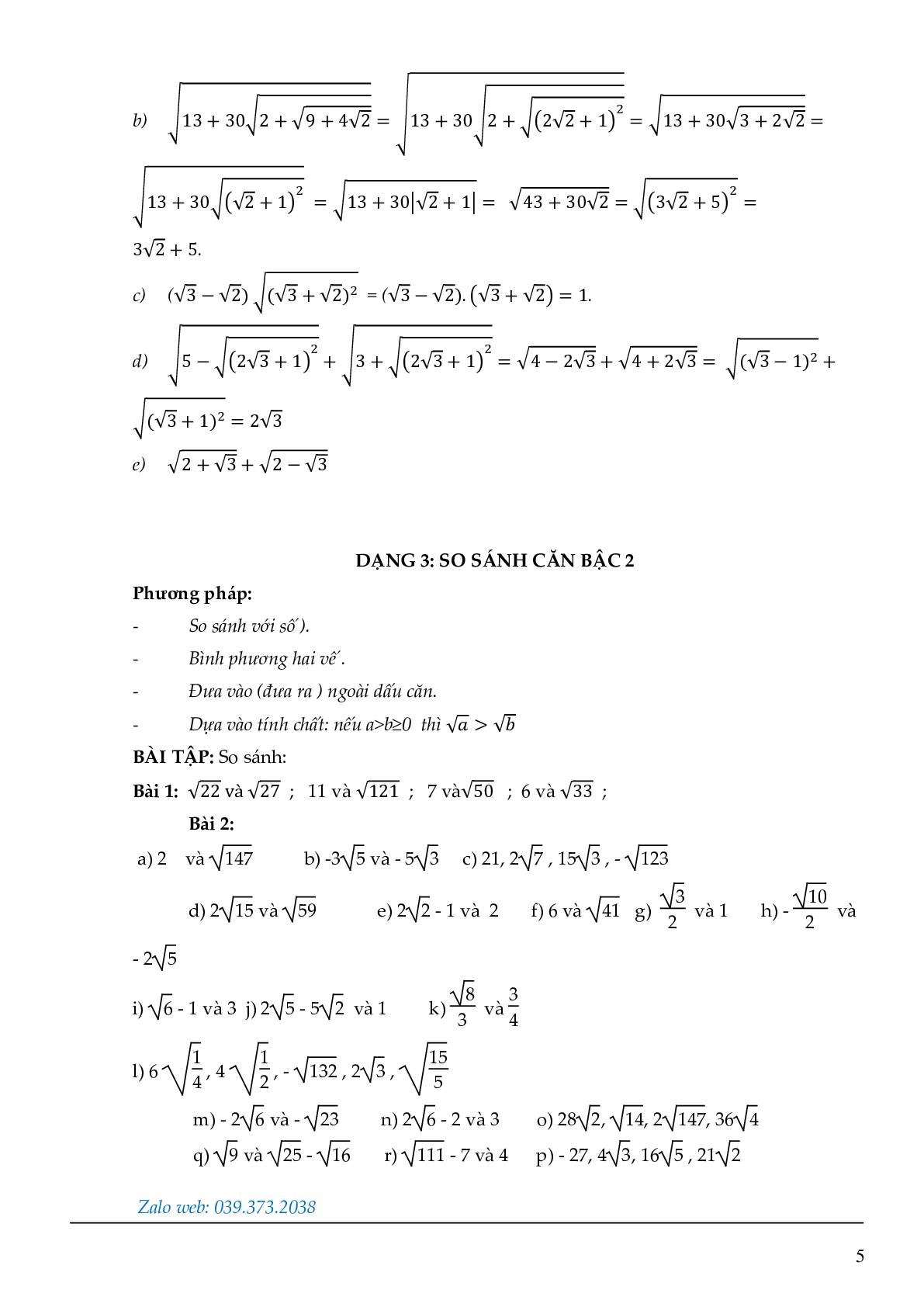 Các dạng toán đại số lớp 9 (trang 5)